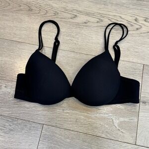 La Perla Black Padded T-Shirt Bra Underwire Double Strap USA 36A Portugal